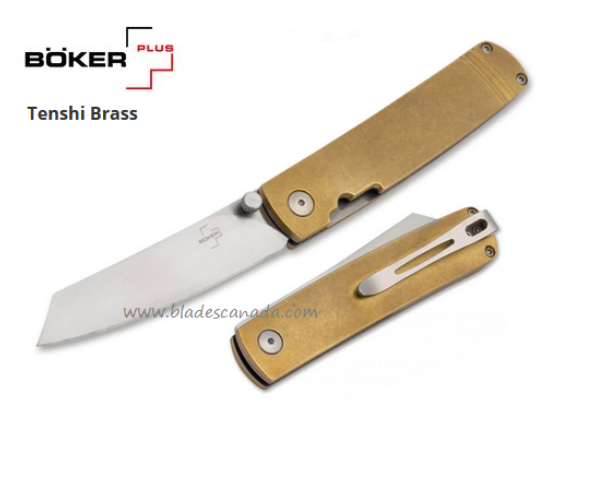 Boker Plus Tenshi Folding Knife, VG10, Brass Handle, 01BO328
